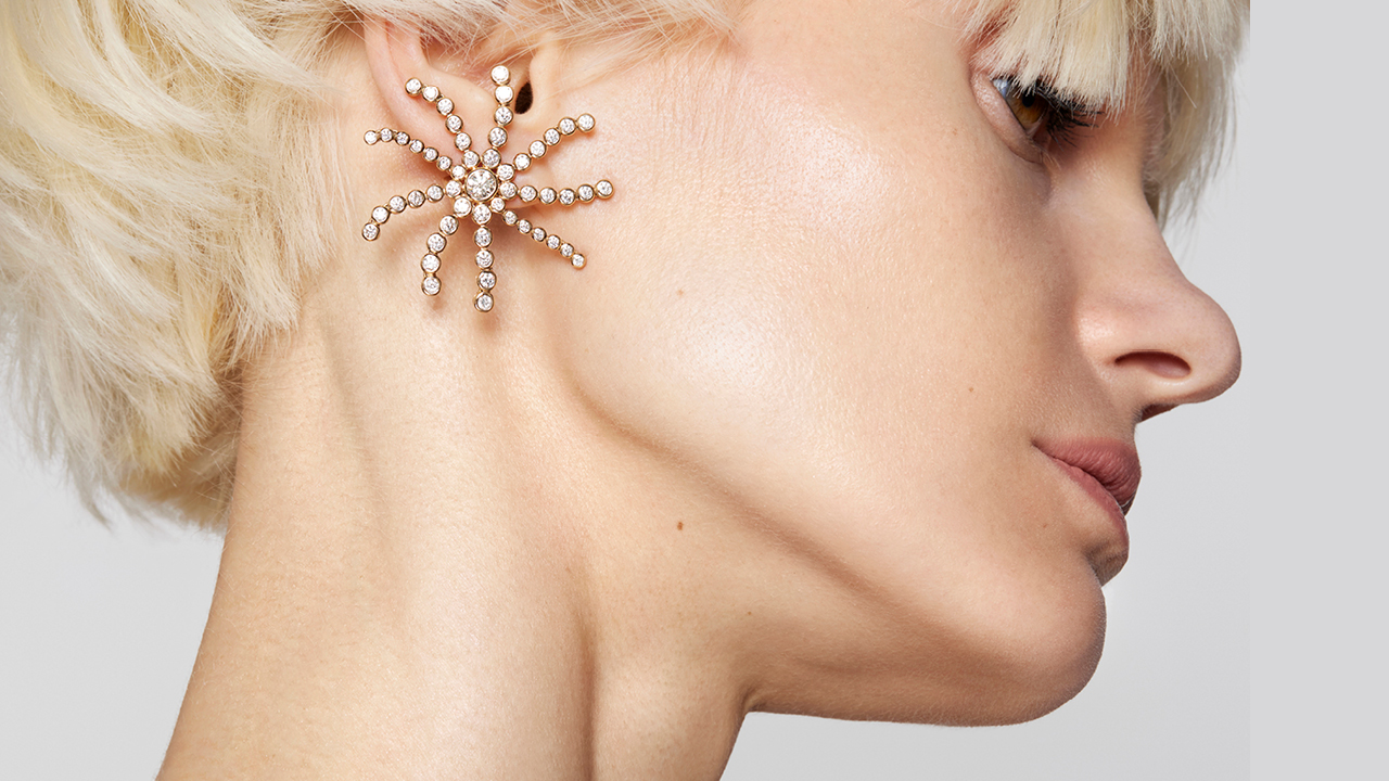 Big Bang earrings by Ondyn in 14-karat gold and diamonds